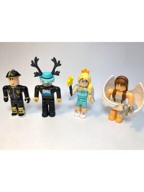 Set Of 4 Roblox Figures With Accessories Fairy Angel Firefighter & Antlers
